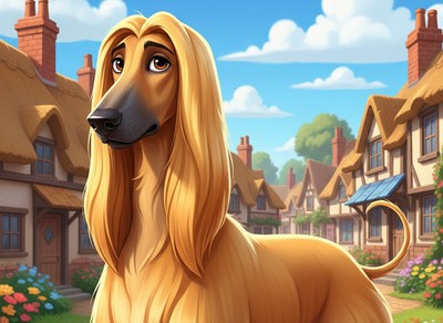 Timm - Afghan Hound with black mask and golden coat